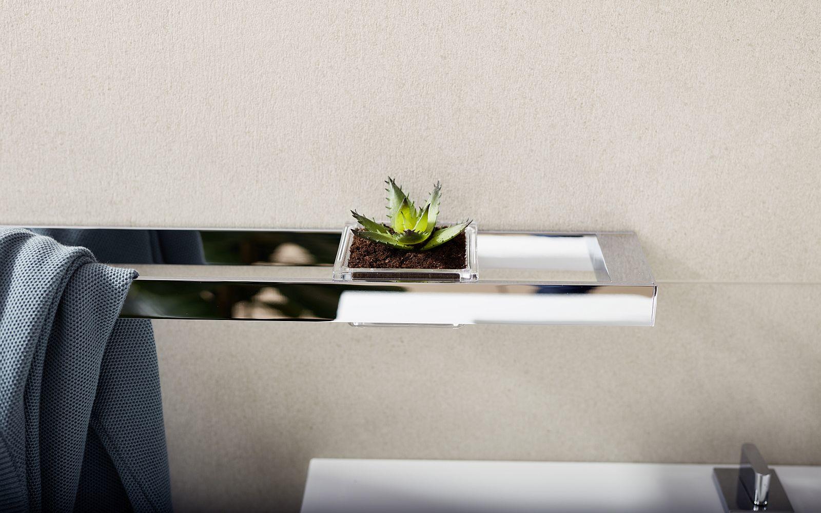 Reling mit als Pflanzentopf genutzte Glasschale - Serie liaison von EMco